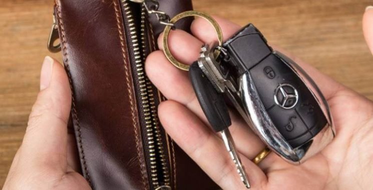 wallet with keychain attached