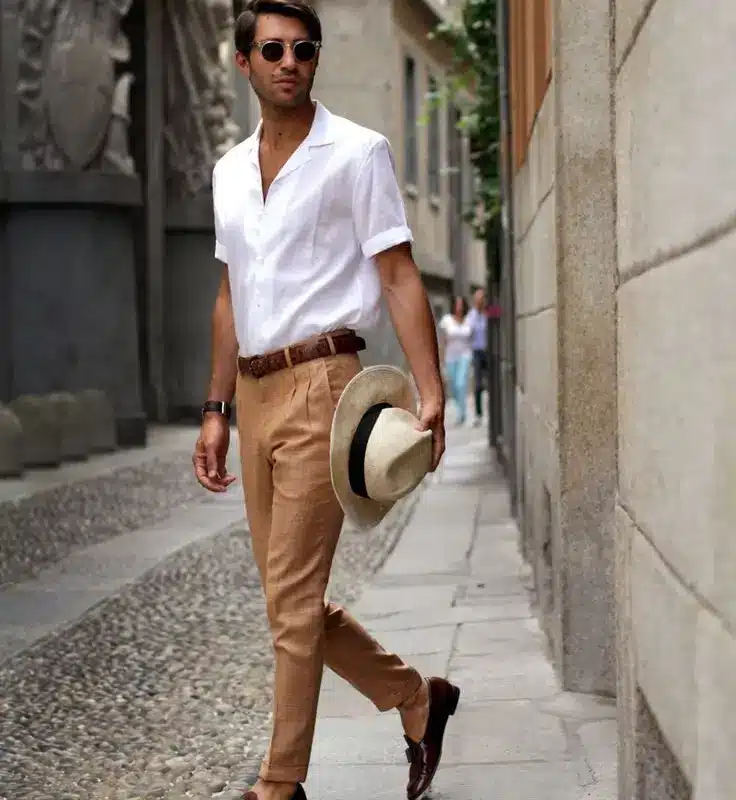 what to wear with tan pants
